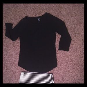 Black cotton/linen blend tunic top in L
